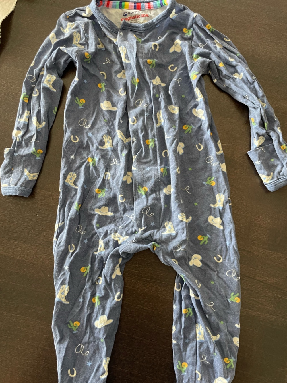 Magnetic Me Navy Western Print Footie
